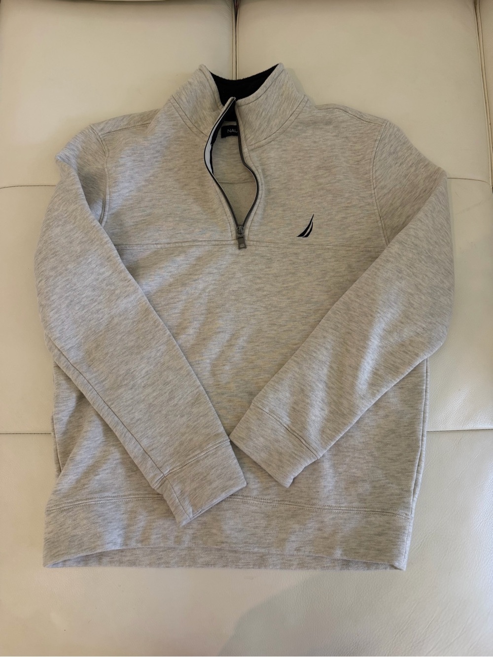 Nautica Light Gray Quarter-Zip Pullover Sweatshirt
